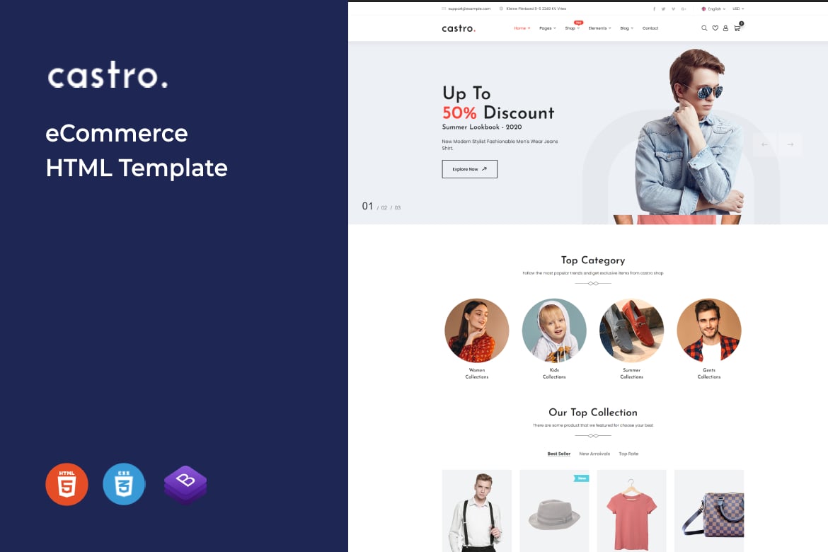 Template Website eCommerce Castro - Solusi Modern untuk Toko Anda
