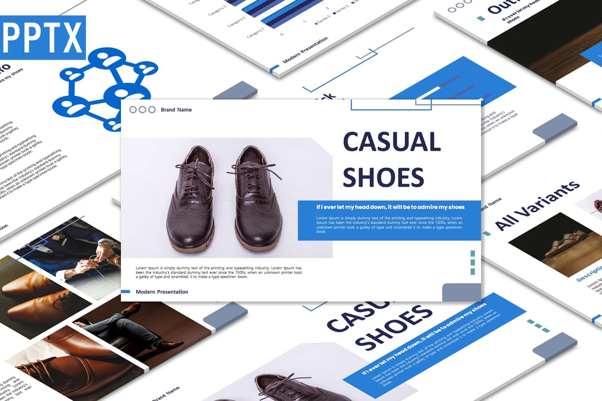 Template Presentasi PowerPoint Sepatu Kasual yang Menarik