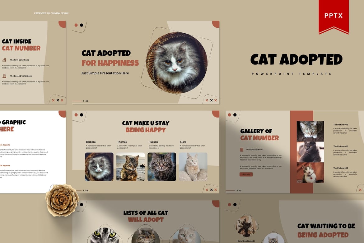 Template Presentasi PowerPoint: Kucing yang Menghadirkan Kebahagiaan