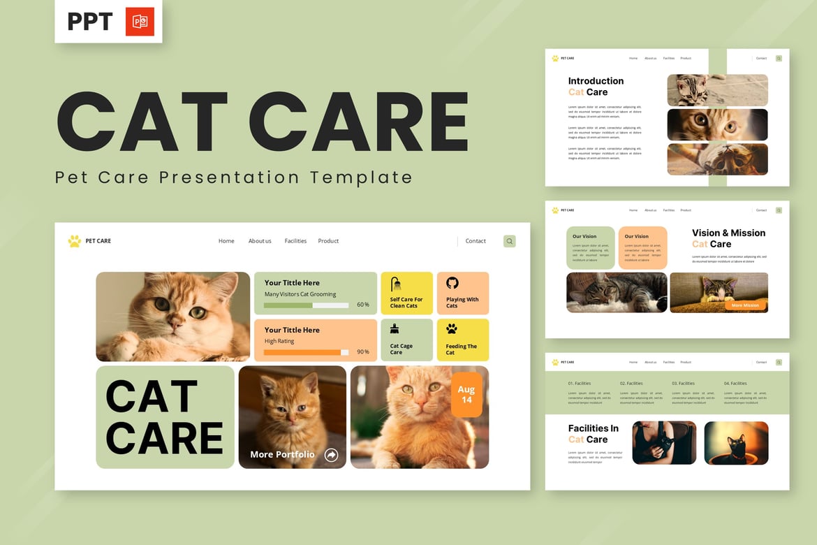 Template PowerPoint Perawatan Kucing - Solusi Presentasi Menarik untuk Pecinta Hewan