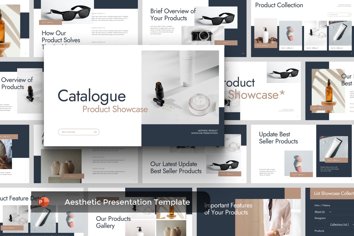 Template PowerPoint Katalog Estetis yang Menarik