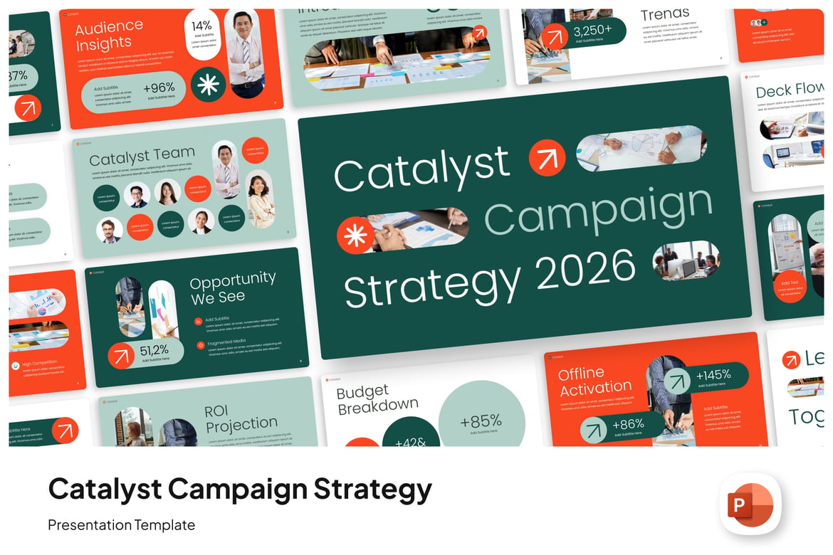 Template PowerPoint Strategi Kampanye Catalyst yang Kreatif dan Menarik