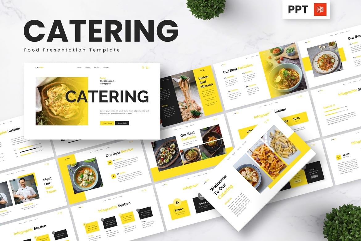Template Presentasi PowerPoint Catering dan Makanan yang Menarik