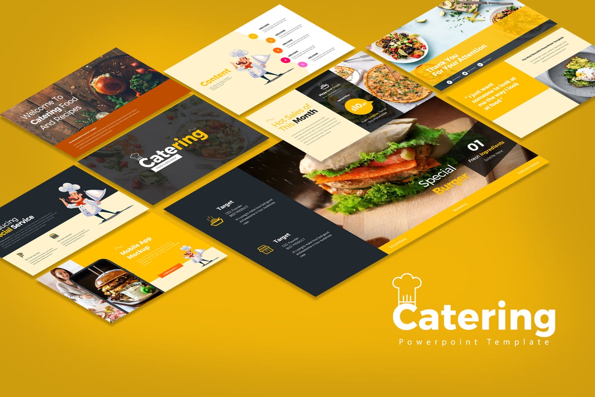 Template Presentasi PowerPoint Catering yang Menarik