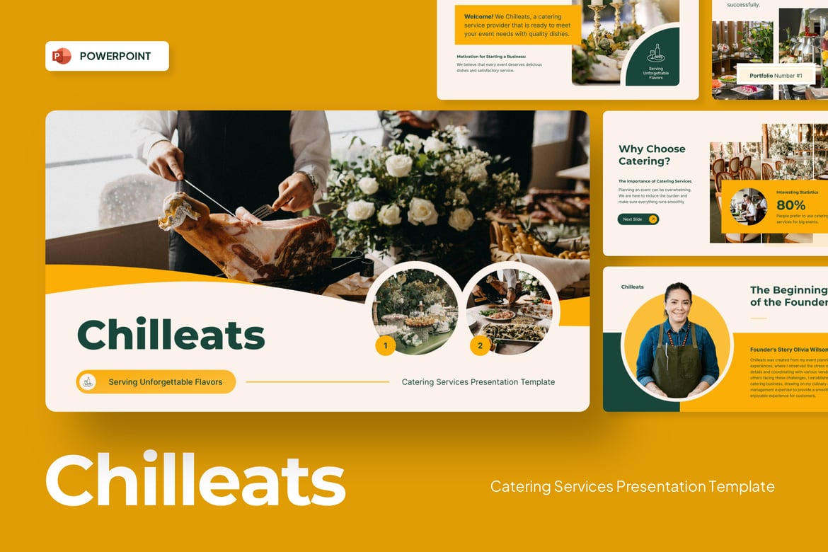 Template PowerPoint Layanan Catering yang Menarik
