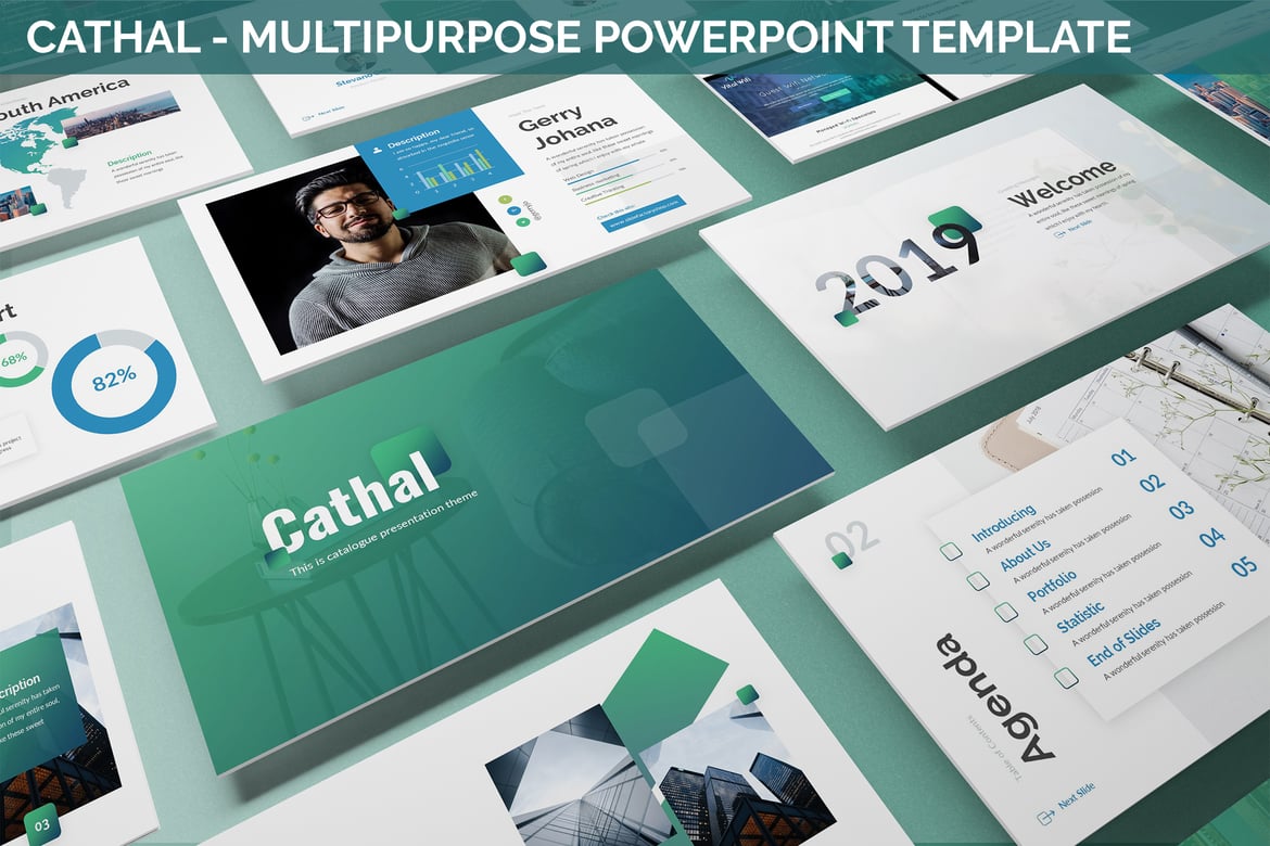 Template Presentasi PowerPoint Cathal - Serbaguna dan Modern