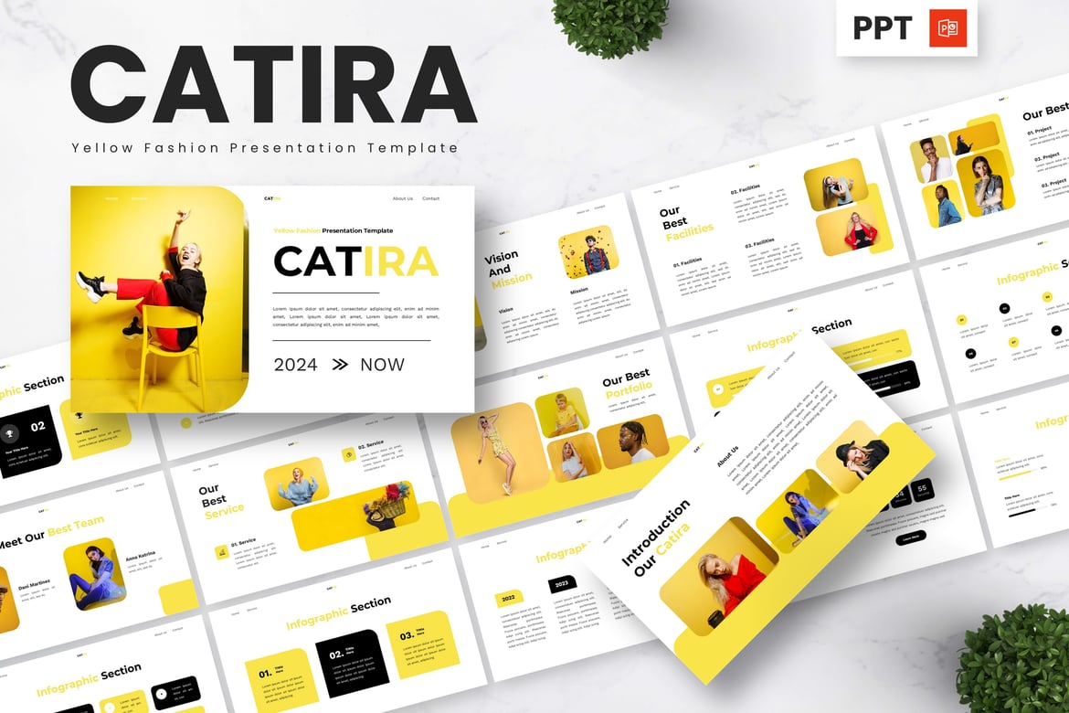 Catira - Template PowerPoint Fashion Kuning yang Stylish