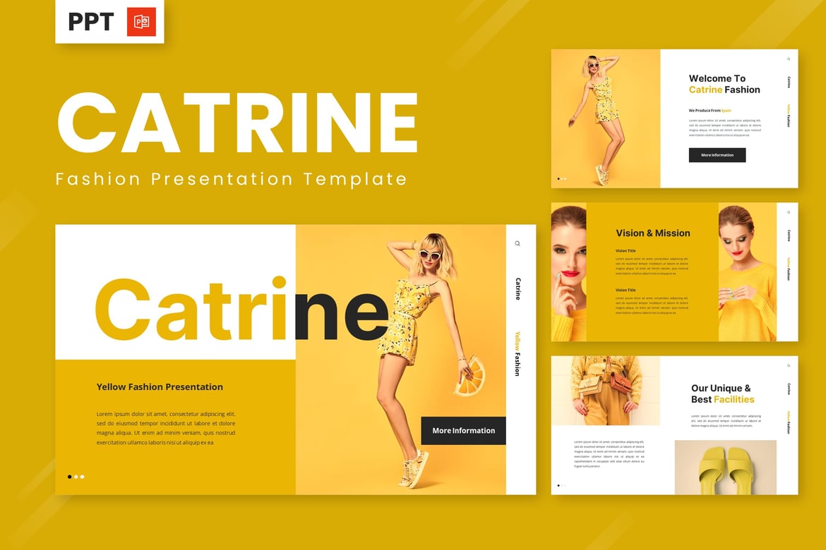 Catrine - Template Powerpoint Fashion yang Stylish dan Trendi