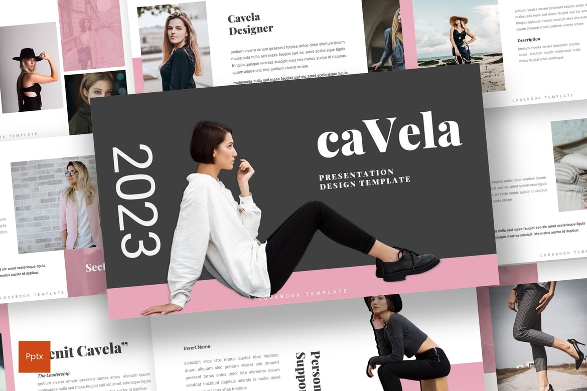 Cavela - Template PowerPoint Lookbook yang Kreatif dan Minimalis