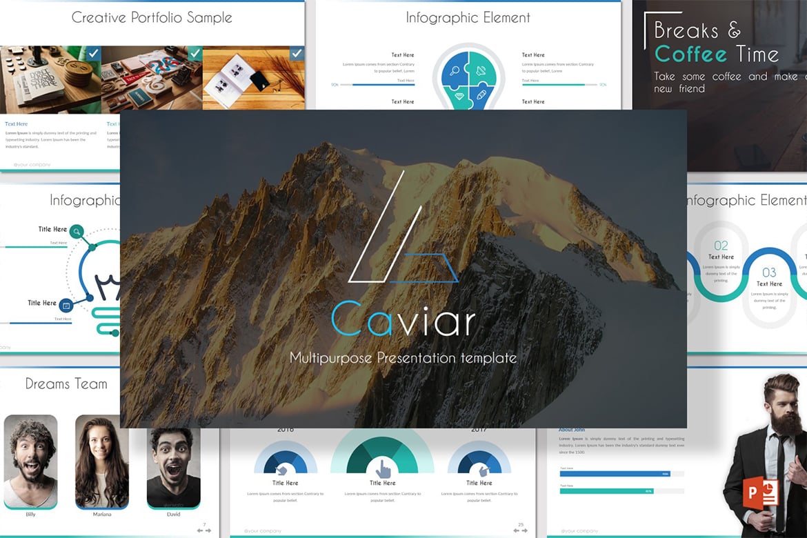 Template Presentasi Caviar - Desain Minimalis dan Kreatif