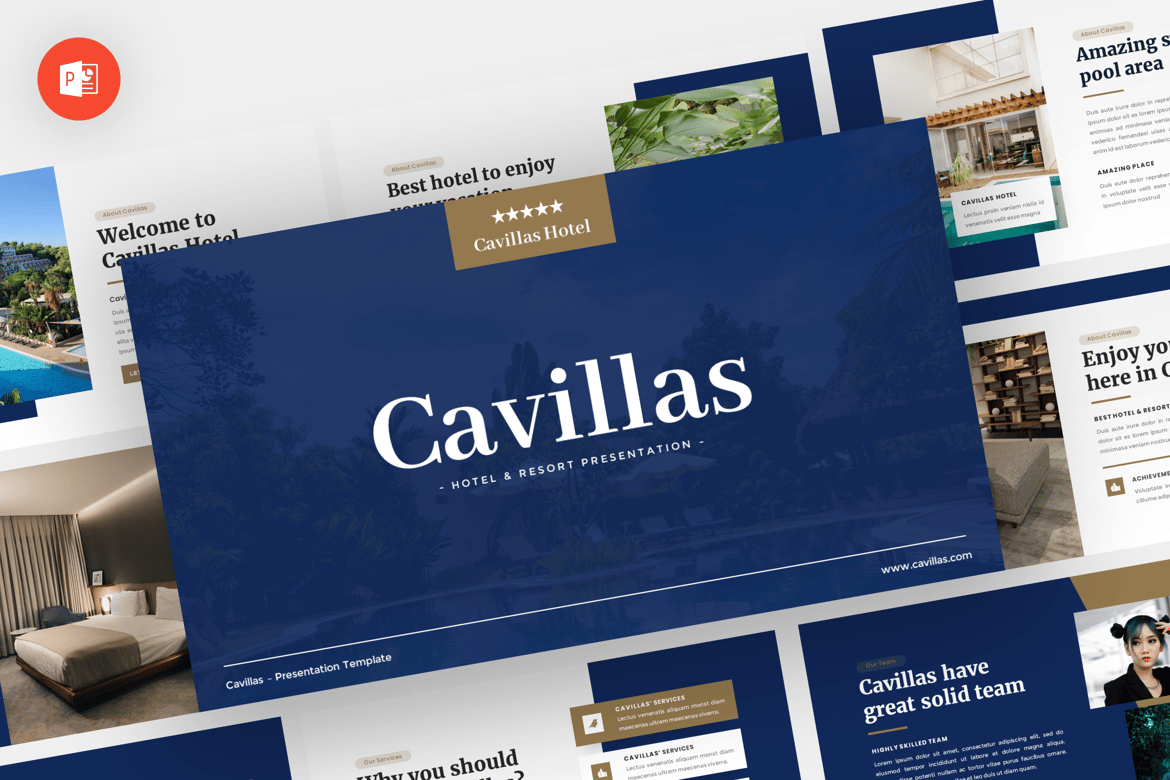 Template PowerPoint Hotel Cavillas yang Modern dan Profesional