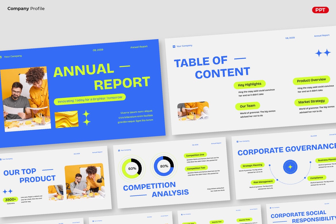 Template Presentasi PowerPoint Laporan Tahunan CD Bluea