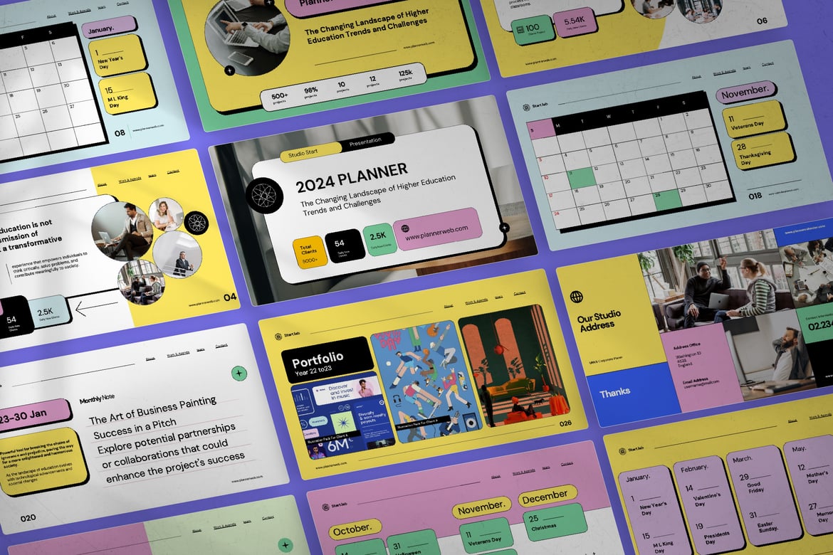 Template PowerPoint Kalender & Perencana Cerah