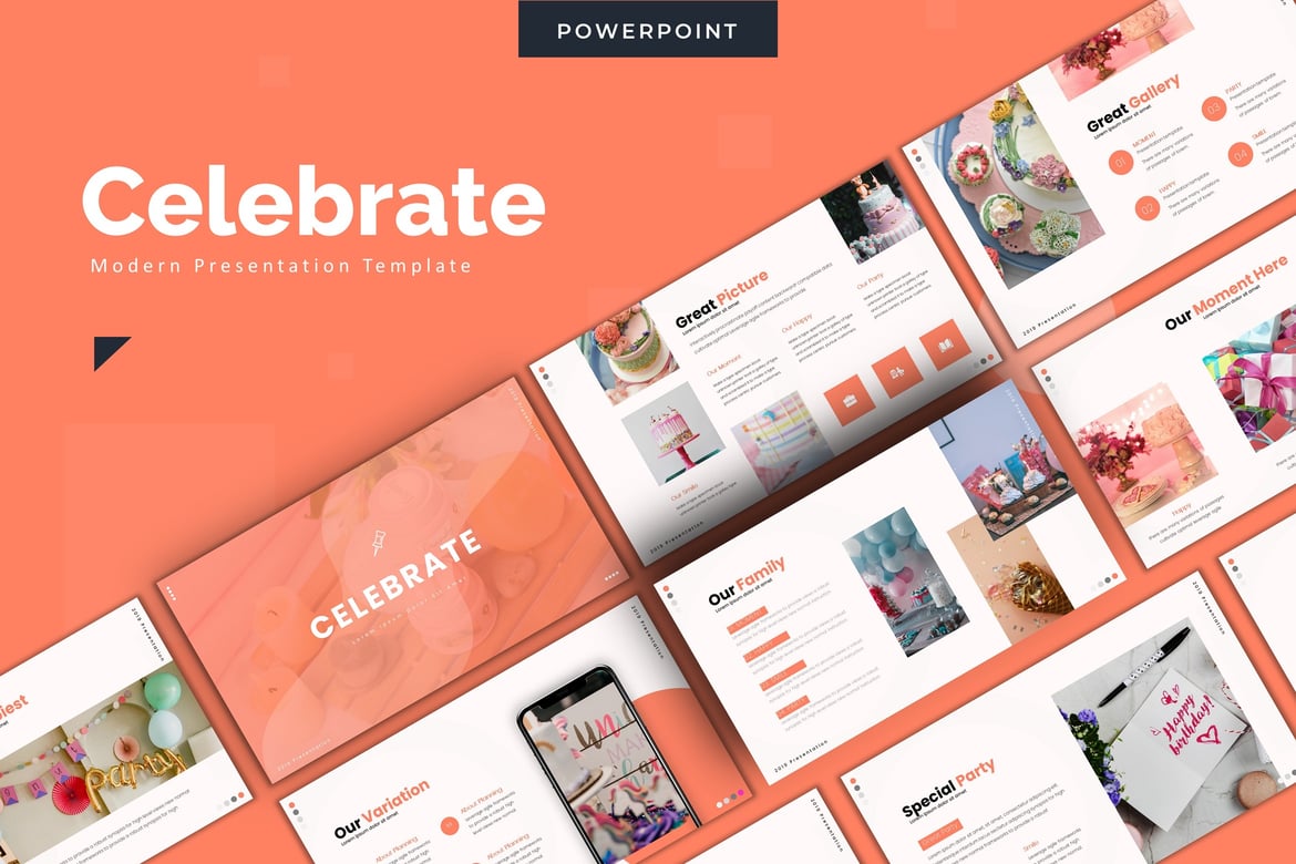 Template Powerpoint 'Celebrate' - Solusi Presentasi yang Sempurna