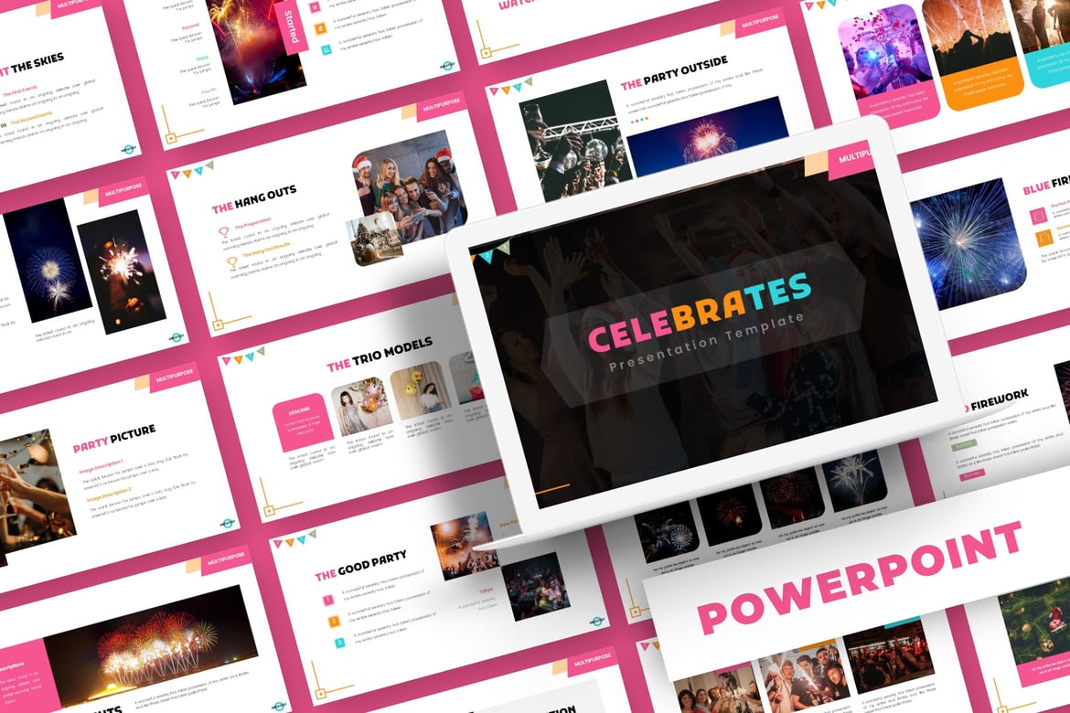 Template Presentasi PowerPoint Celebrates - Desain Kreatif dan Profesional