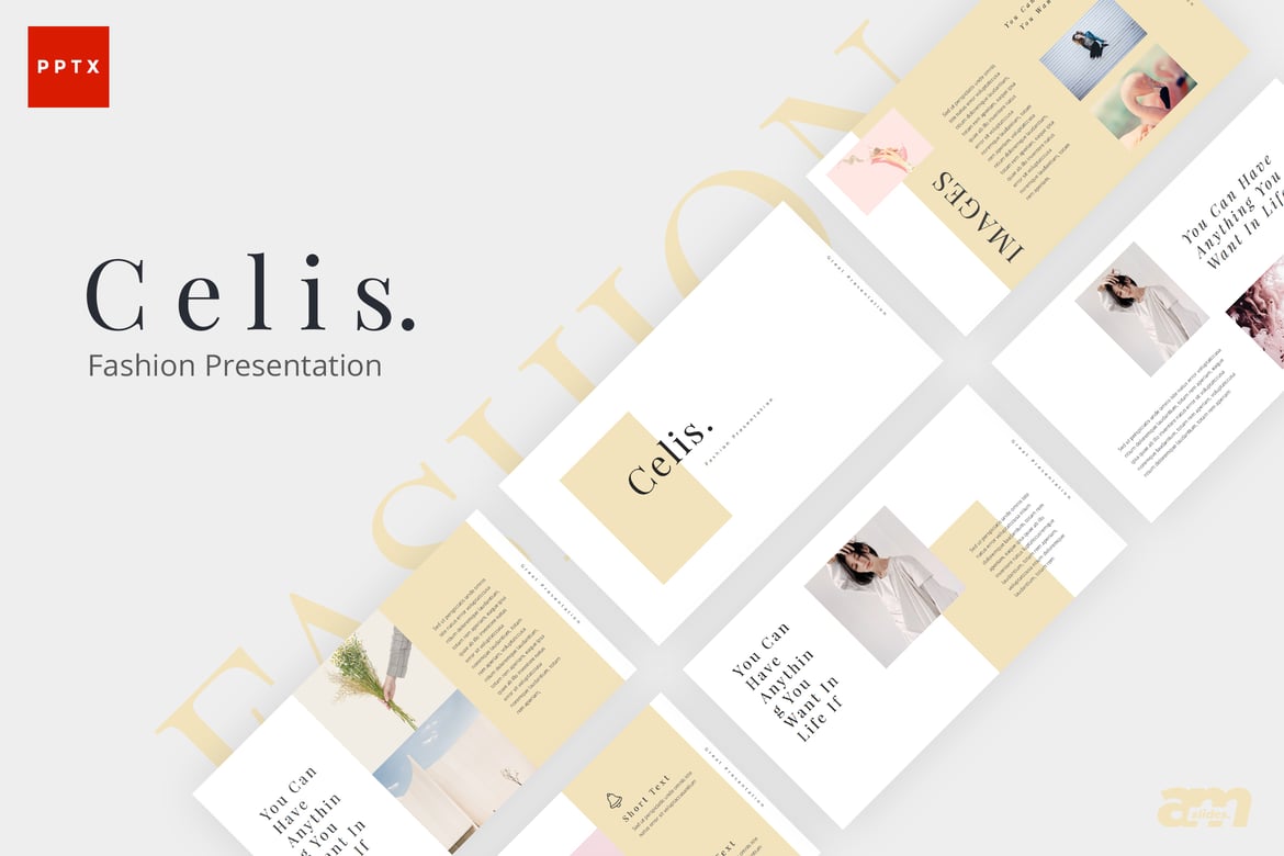 Template Powerpoint Celis Fashion yang Kreatif dan Minimalis