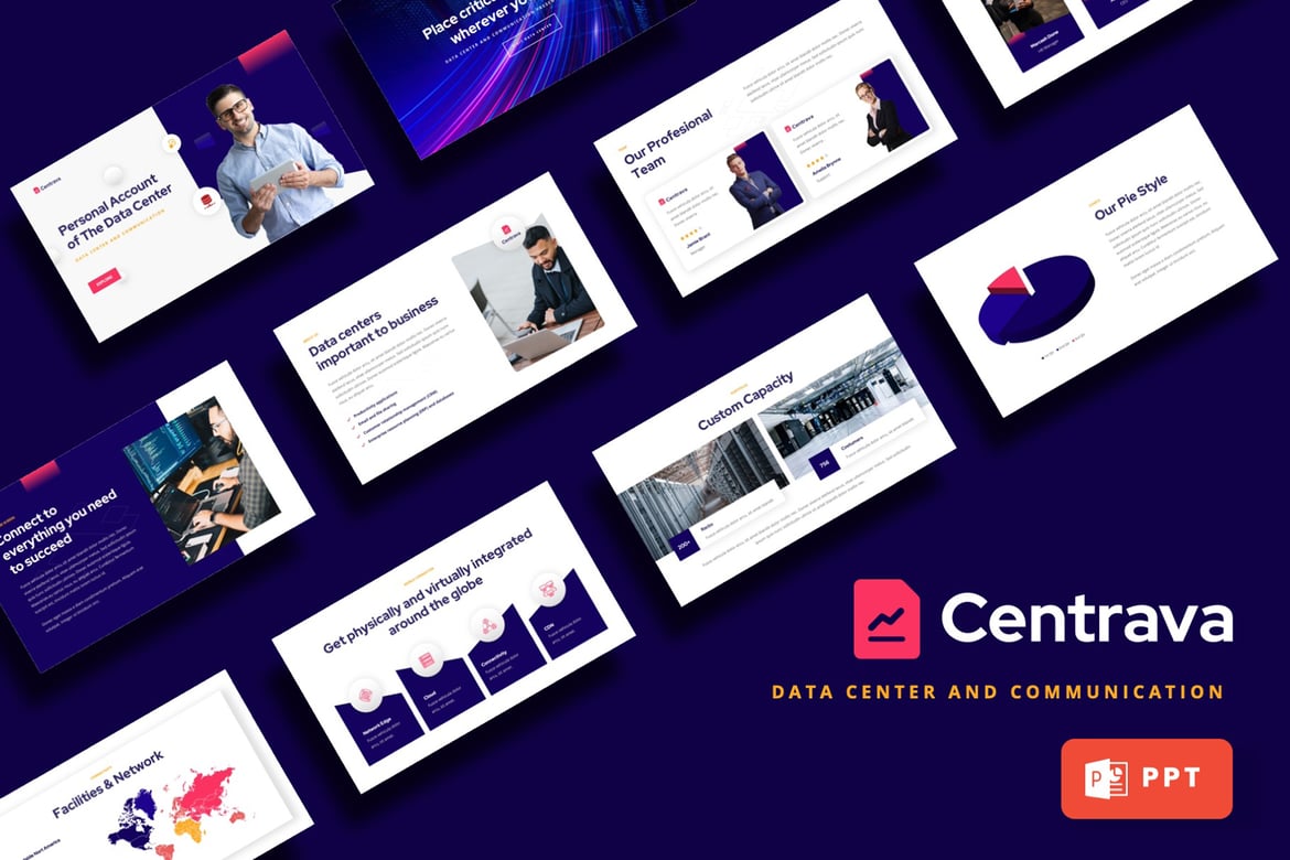 Centrava - Template PowerPoint Data Center Modern dan Profesional