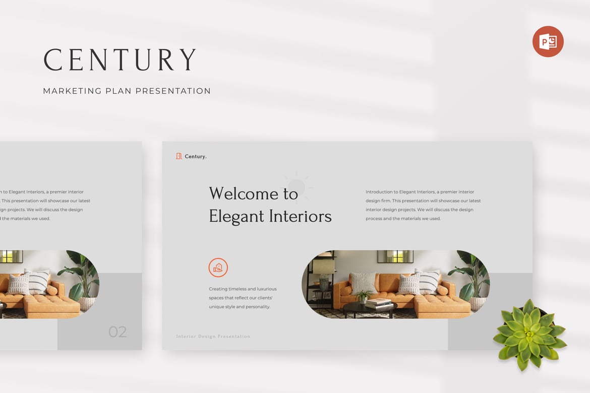 Template Presentasi Interior Desain Century yang Elegan dan Minimalis