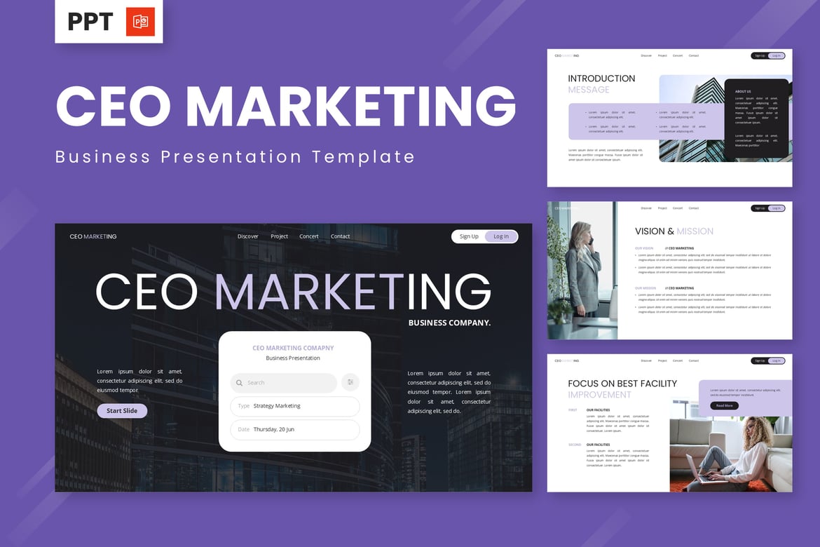 Template Presentasi Powerpoint CEO Marketing yang Menarik