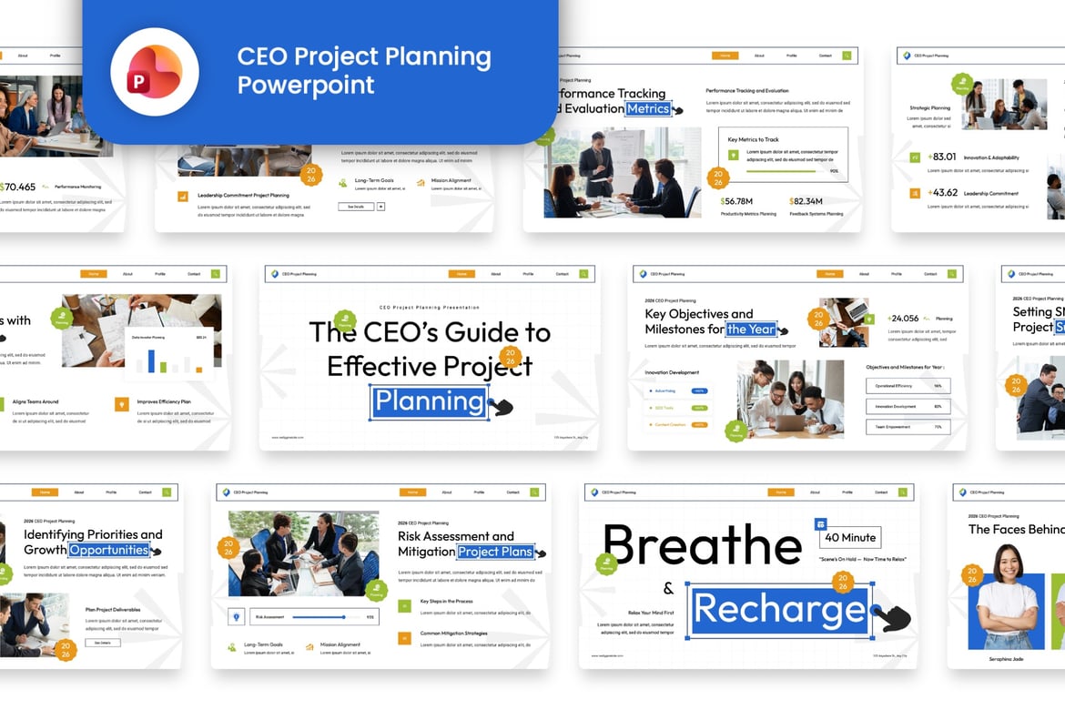 Template Presentasi PowerPoint Perencanaan Proyek CEO yang Kreatif