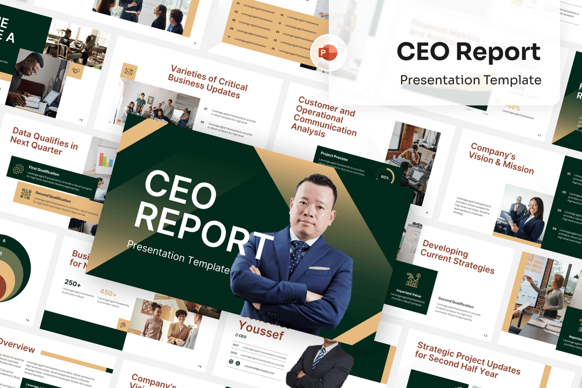 Template PowerPoint Laporan CEO yang Menarik