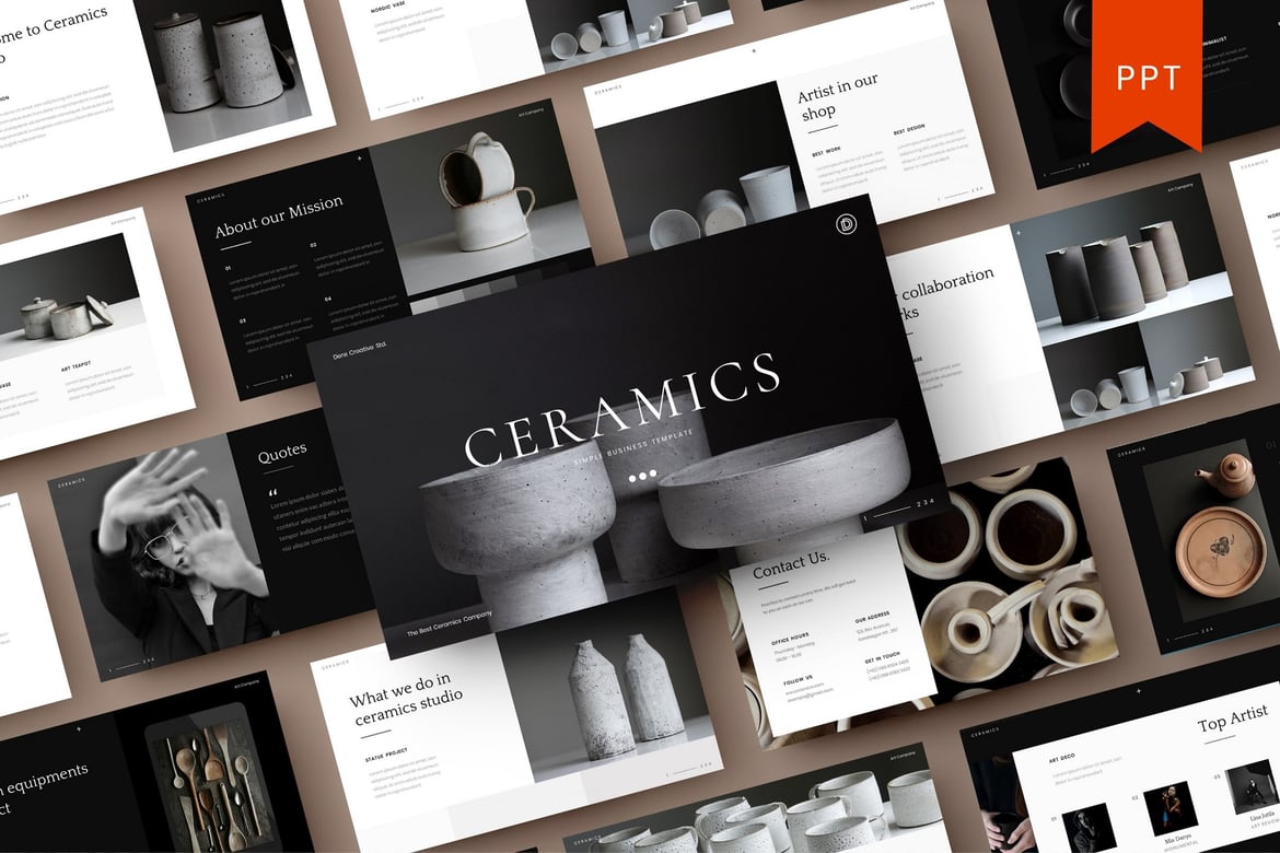 Template Presentasi PowerPoint Bisnis Ceramics yang Sederhana dan Elegan
