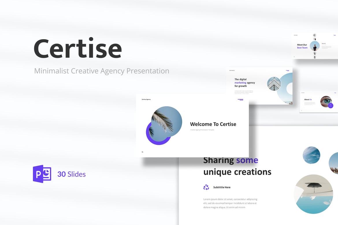 Template PowerPoint Kreatif Certise untuk Presentasi Agensi