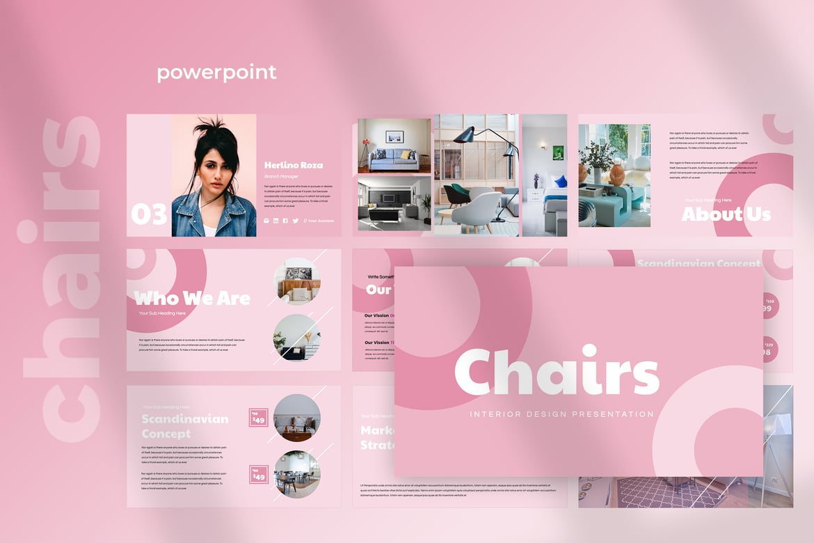Template Presentasi PowerPoint Kursi Modern dan Kreatif