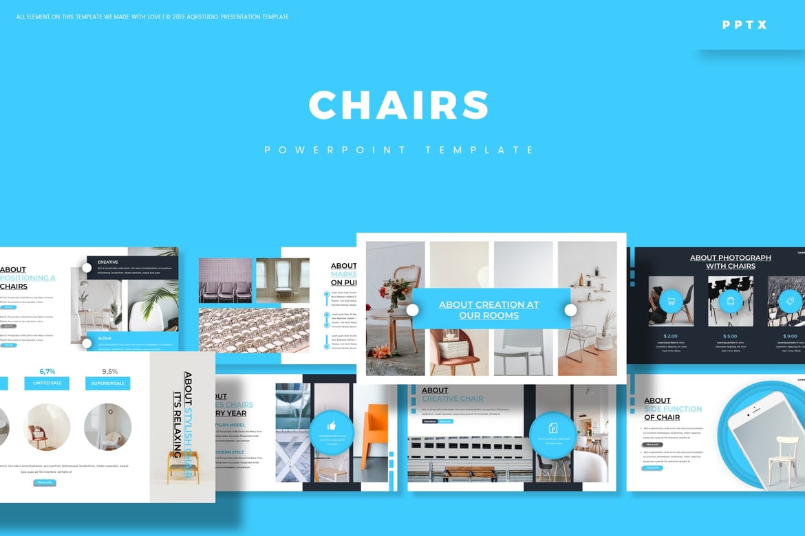 Template Presentasi PowerPoint - Desain Kursi yang Menarik