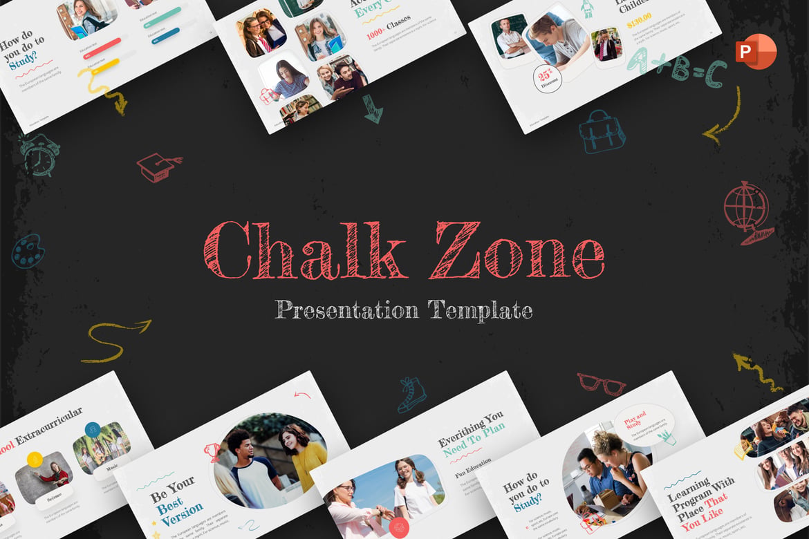 Template Presentasi PowerPoint Chalkzone Doodles untuk Pendidikan