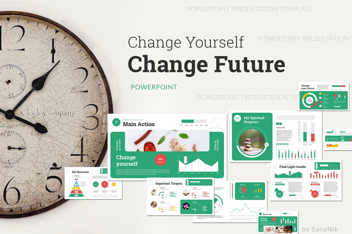 Template Presentasi PowerPoint Perubahan Masa Depan yang Menarik