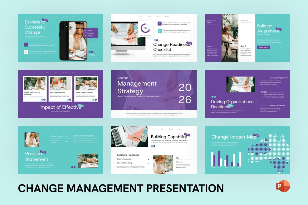 Template PowerPoint Manajemen Perubahan yang Efektif
