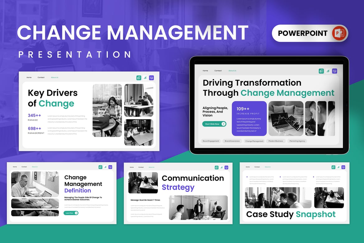 Template Presentasi PowerPoint Manajemen Perubahan yang Menarik