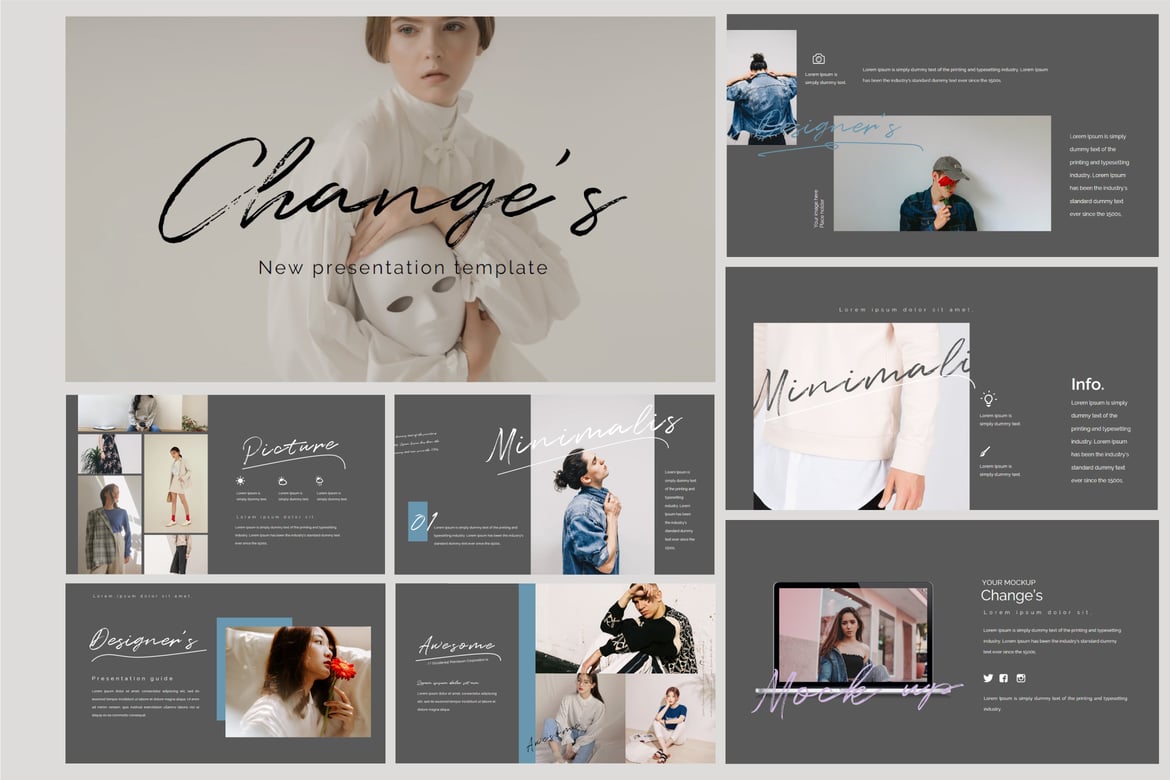 Template Presentasi PowerPoint Fashion Gelap - Change's
