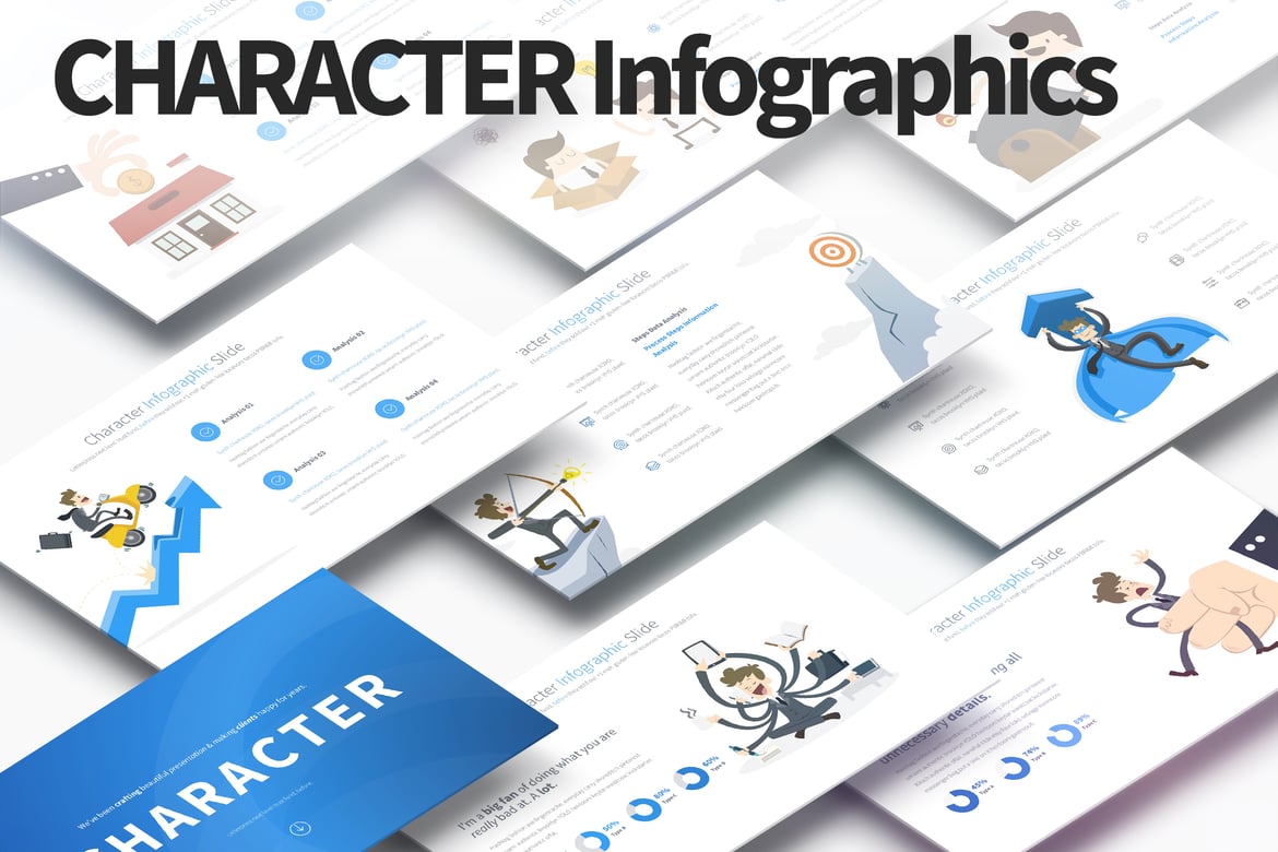 Template PowerPoint Infografis Karakter yang Menarik