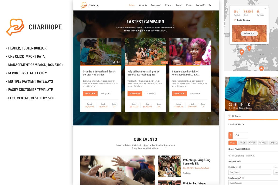 Charihope - Tema WordPress untuk Amal dan Donasi yang Menarik