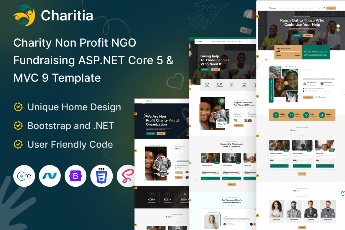 Charitia - Template Website Donasi Amal ASP.NET Core yang Modern