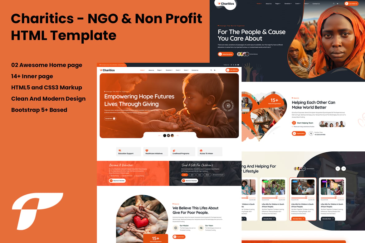 Charitics - Template Website NGO & Non Profit yang Modern dan Profesional