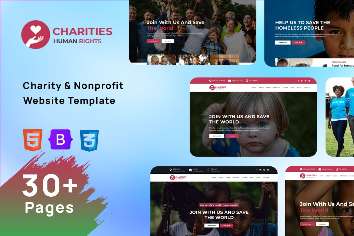 Template Website untuk Organisasi Amal dan Nirlaba yang Menarik
