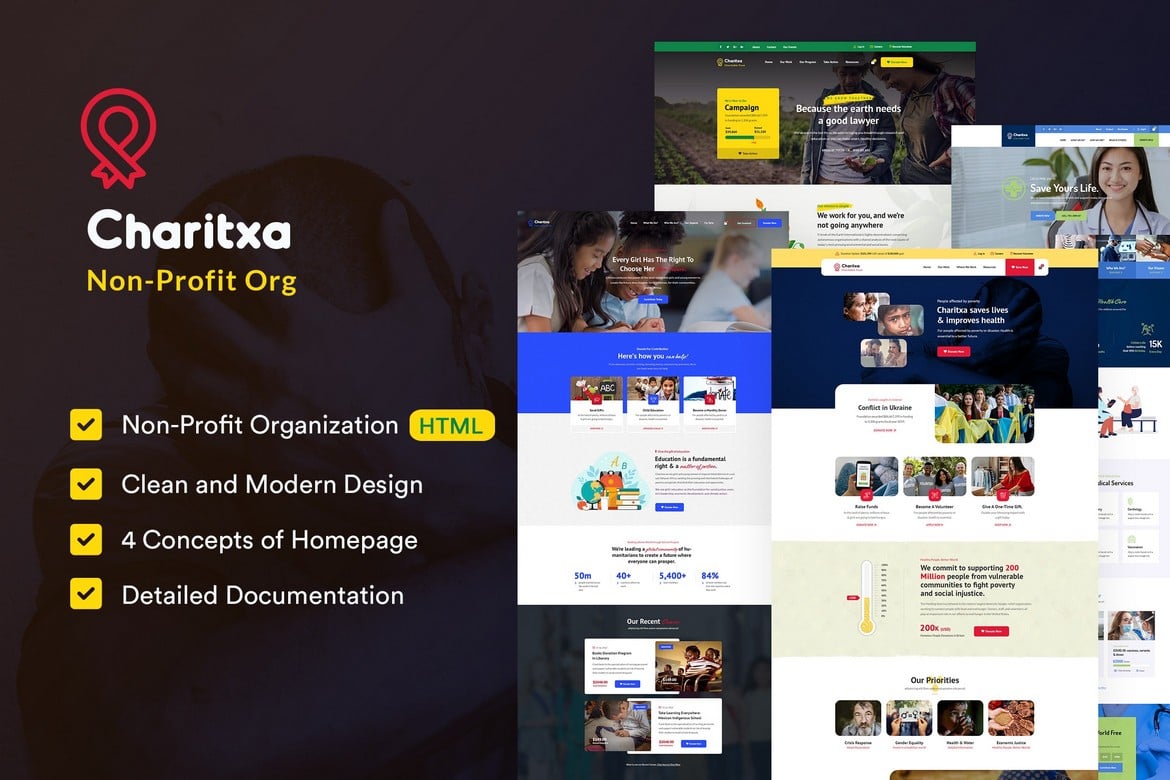 Charitxa | Template Web Nonprofit Serbaguna yang Responsif dan Modern