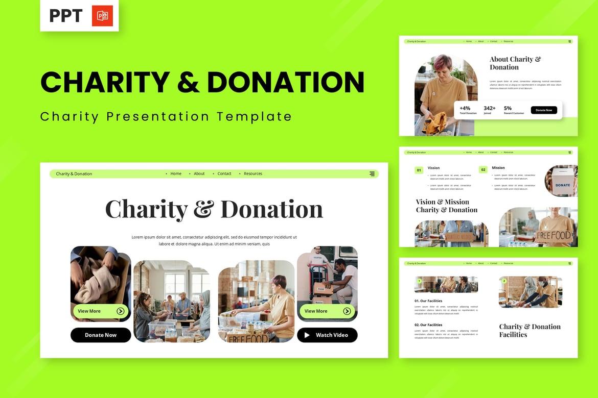 Template PowerPoint Amal dan Donasi yang Menarik