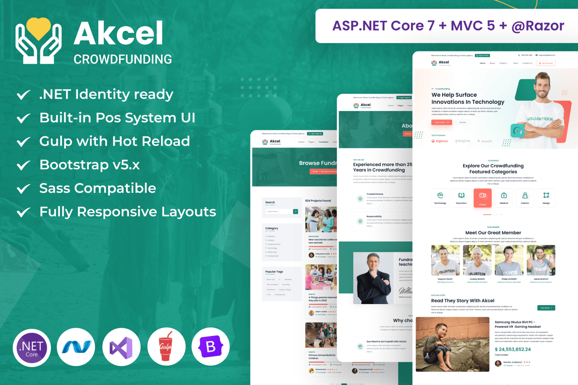 Template Website Charity ASP.NET Core & MVC Bootstrap yang Modern dan Responsif