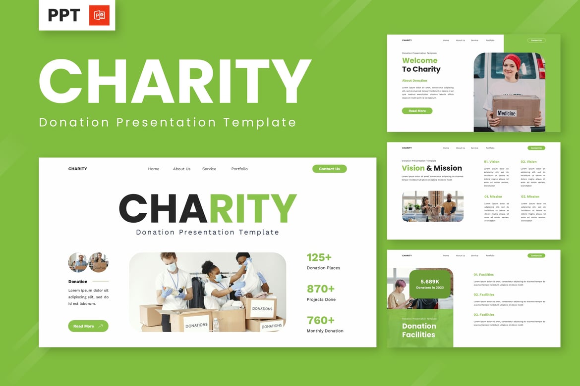 Template Presentasi PowerPoint untuk Amal dan Donasi yang Menarik