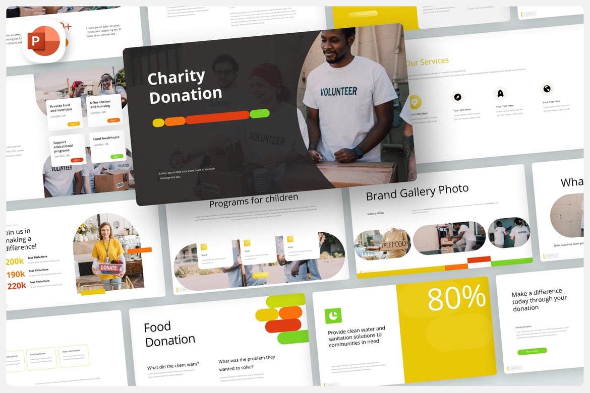 Template PowerPoint Donasi Amal yang Menarik
