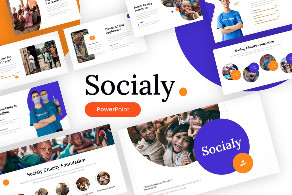 Template Presentasi PowerPoint Yayasan Amal dan Kemanusiaan yang Menarik
