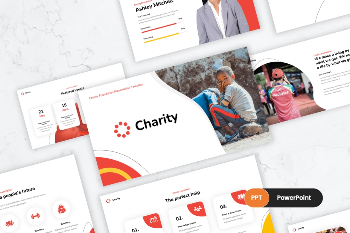 Template PowerPoint Yayasan Amal yang Menarik dan Profesional
