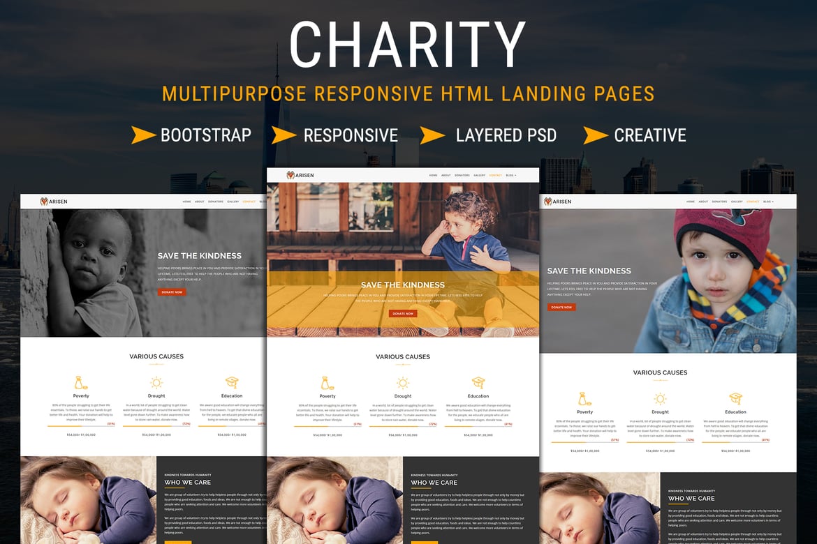 Template Website CHARITY - Halaman Landing HTML Responsif untuk Berbagai Kebutuhan