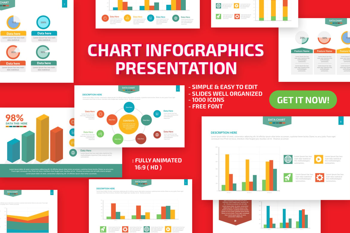 Template PowerPoint Infografis Grafis yang Menarik