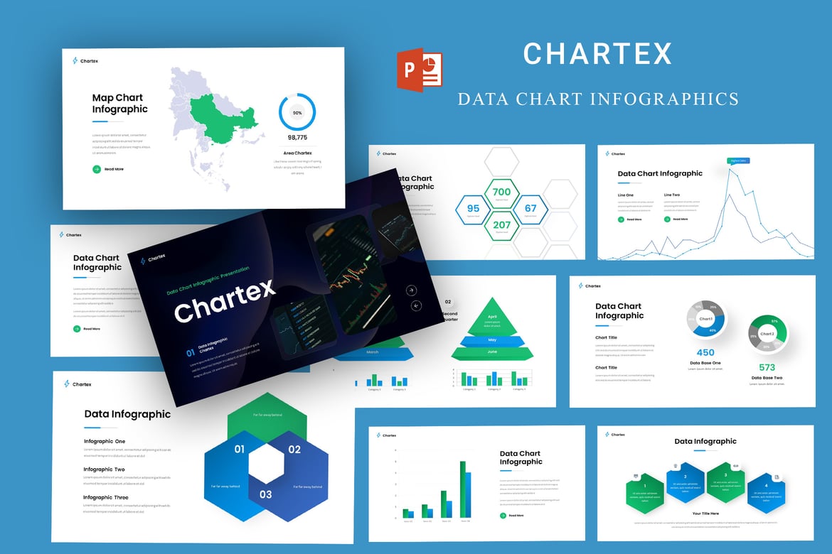 Template PowerPoint Infografis Chartex - Menyajikan Data dengan Menarik