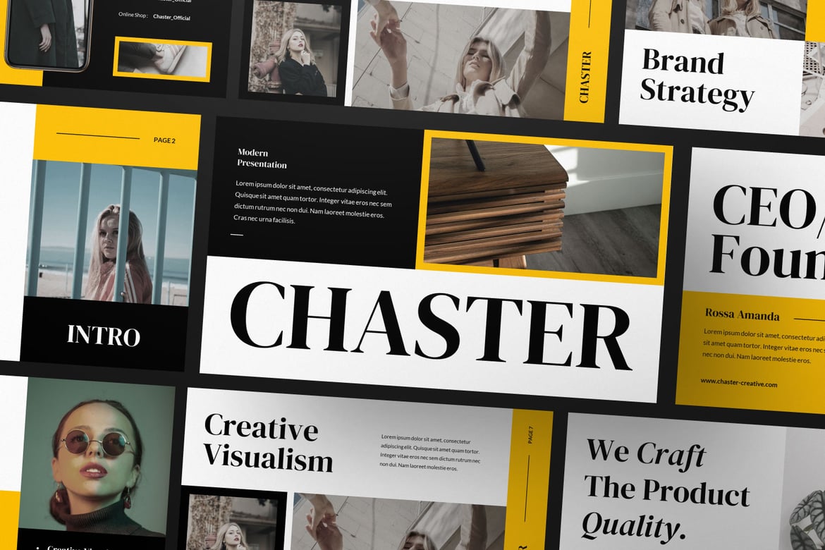 Template Presentasi PowerPoint Modern Chaster